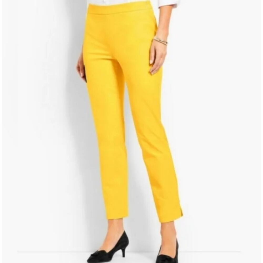 Talbots Chatham Ankle Pants Yellow Cropped 4P 4 Petite Daisy Flat Front